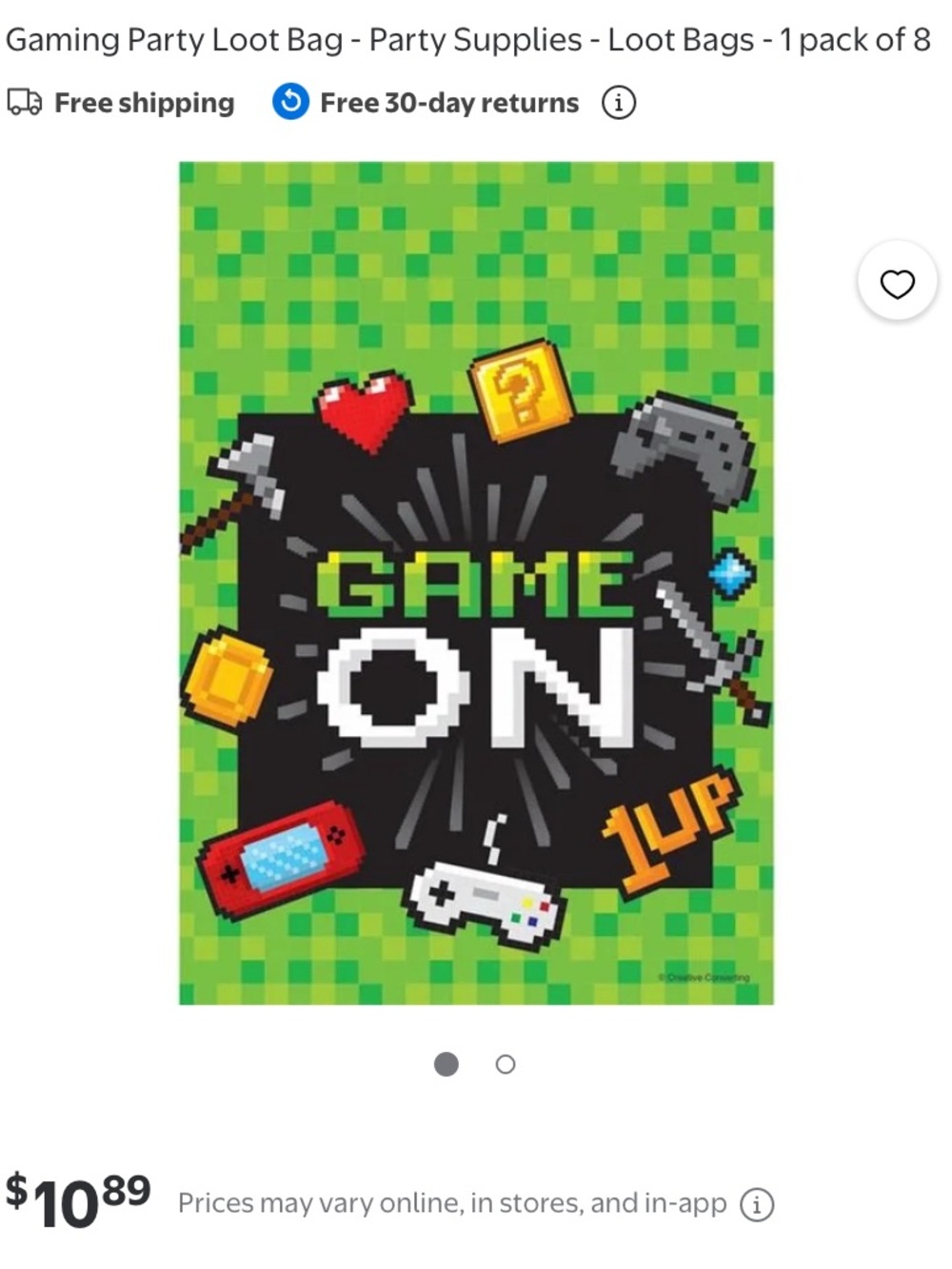 Game On Party Loot Bag - Green Pixel Gaming Design